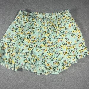 La Miel Women's Floral Print Ruffle Hem Shorts Size S